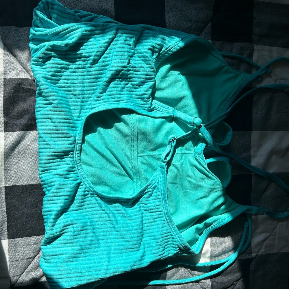 Turquoise Ribbed Tank Top - Picture 2 of 2